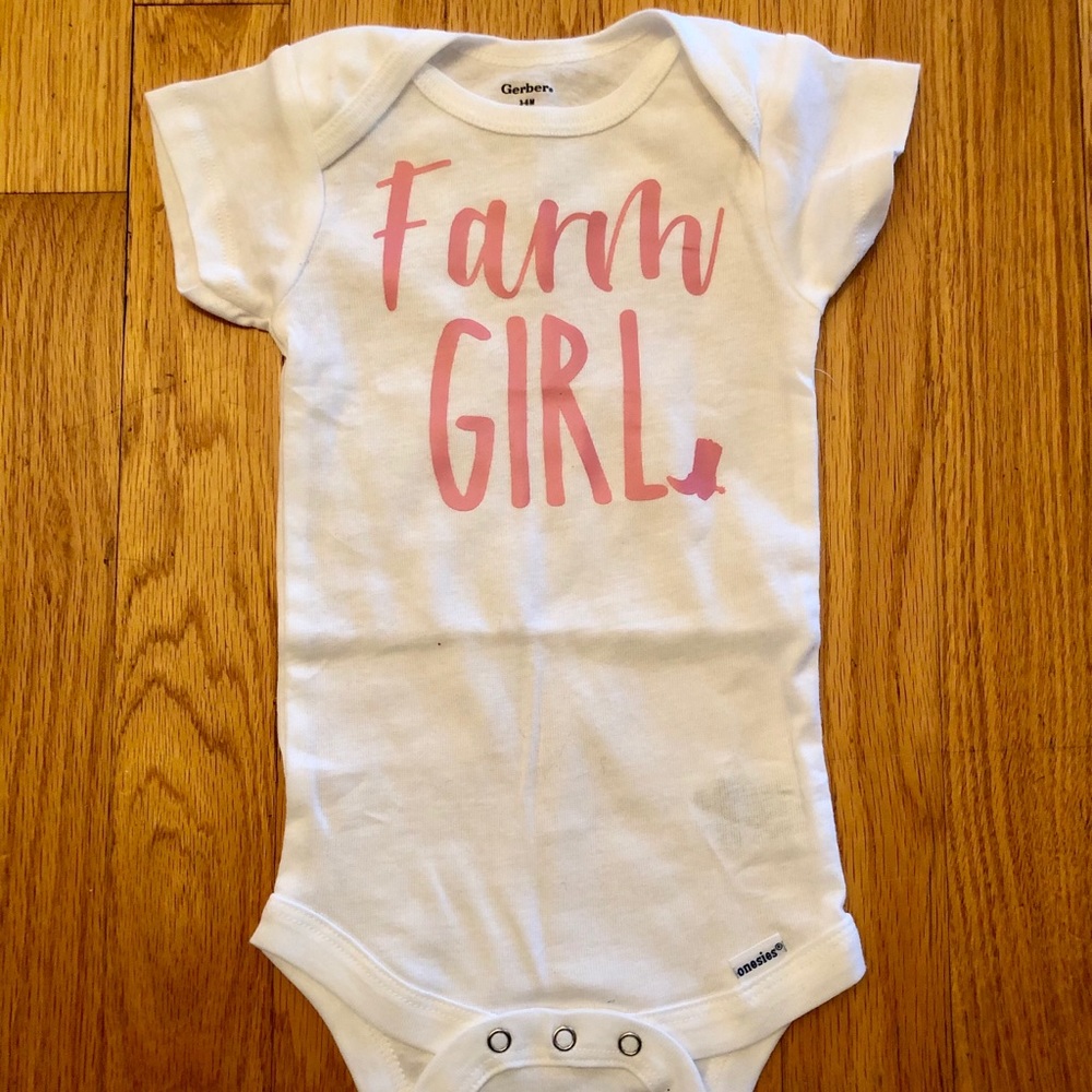 Gerber Baby Onesie Farm Girl 3-6 Mo